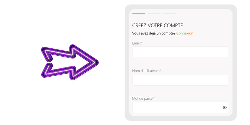 Commencez la procédure d'enregistrement